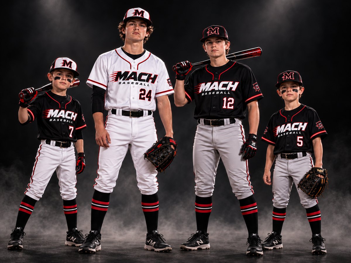 MACH Baseball players in the club's home and away uniforms